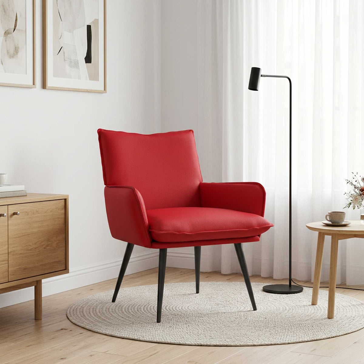 Armchair Red Faux Leather
