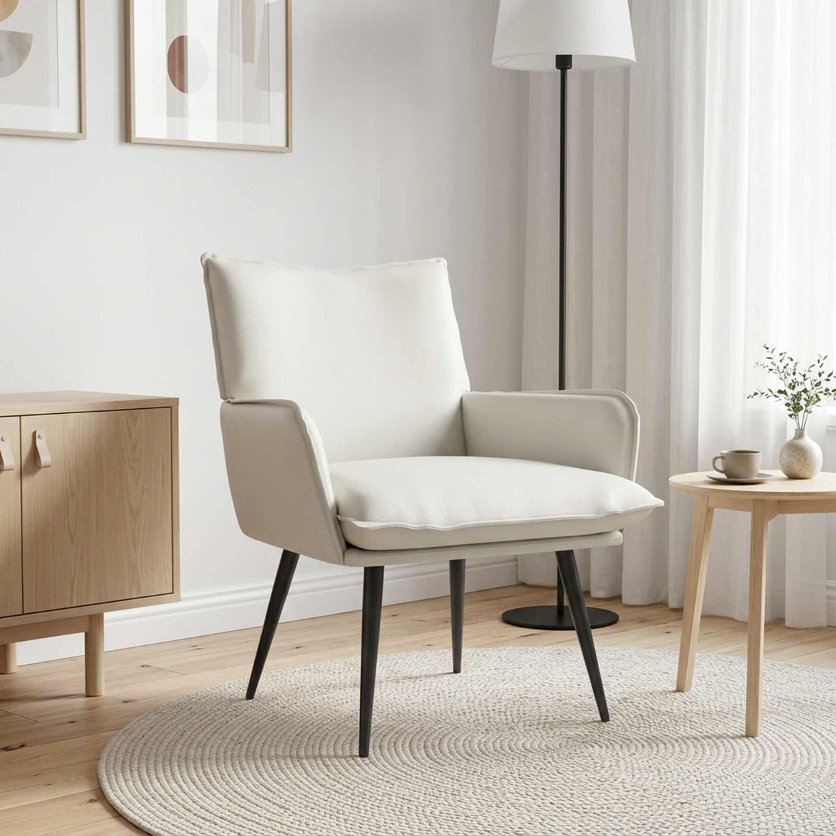 Armchair White Faux Leather