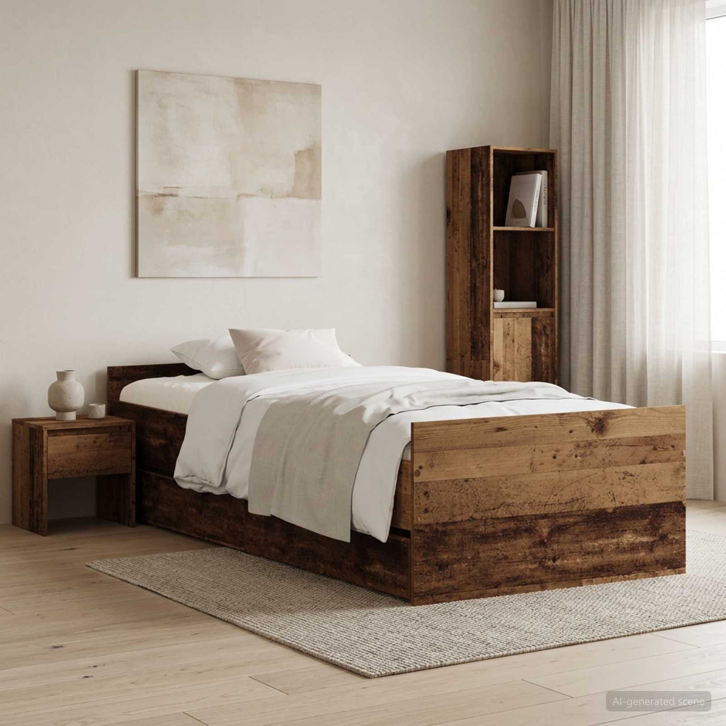 Bed Frame Old Wood 100 x 200 cm Engineered Wood