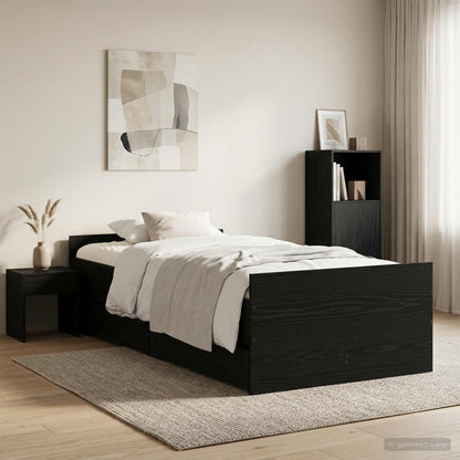 Bed Frame Black Oak 100 x 200 cm Engineered Wood