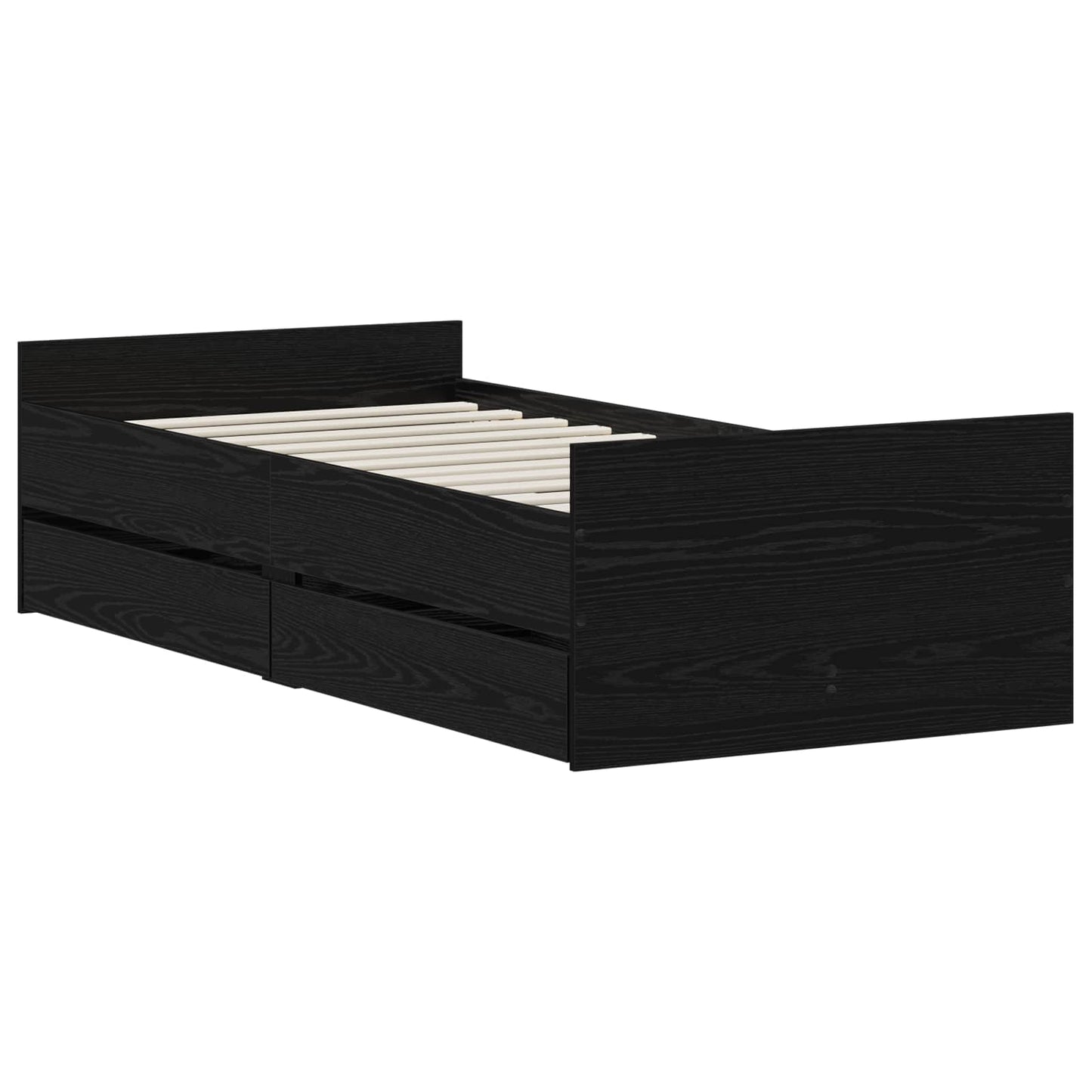 Bed Frame Black Oak 100 x 200 cm Engineered Wood