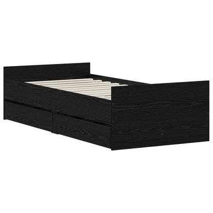 Bed Frame Black Oak 100 x 200 cm Engineered Wood