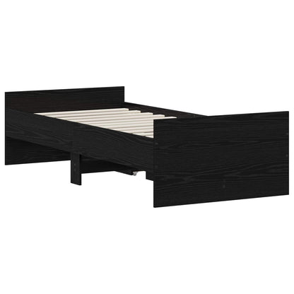 Bed Frame Black Oak 100 x 200 cm Engineered Wood
