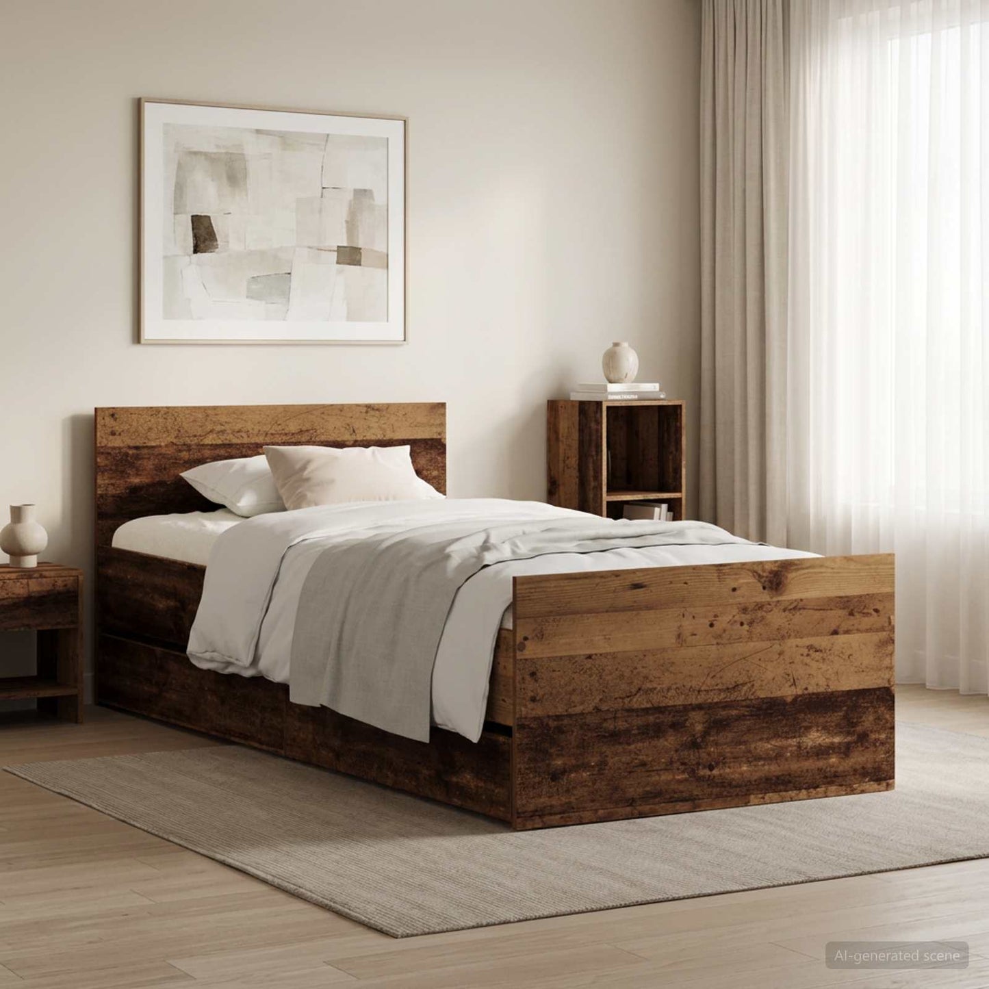 Bed Frame Old Wood 90 x 200 cm Engineered Wood