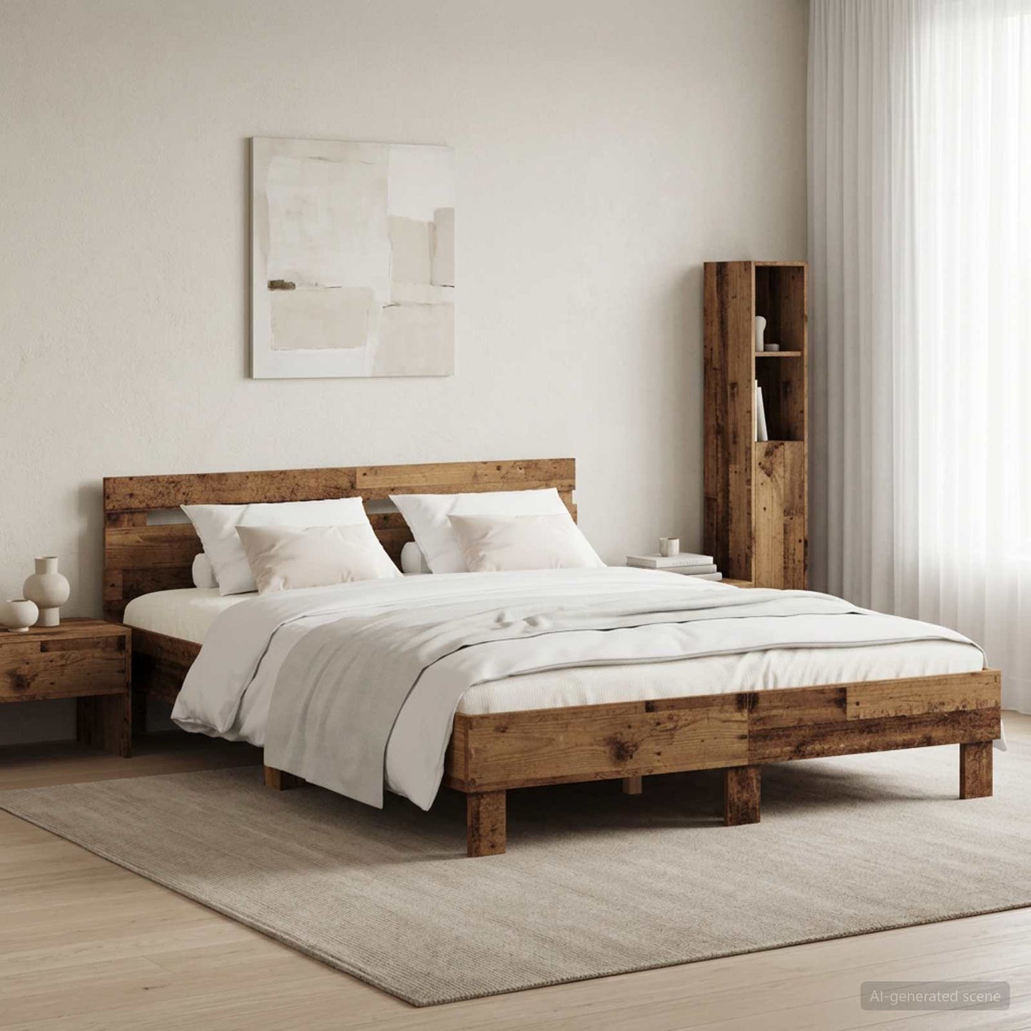 Bed Frame Old Wood 140 x 190 cm Engineered Wood