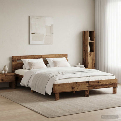 Bed Frame Old Wood 140 x 190 cm Engineered Wood