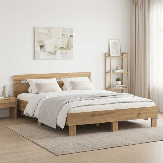 Bed Frame Artisan Oak 140 x 190 cm Engineered Wood