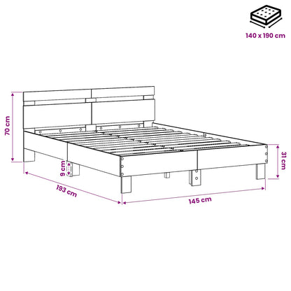 Bed Frame Artisan Oak 140 x 190 cm Engineered Wood