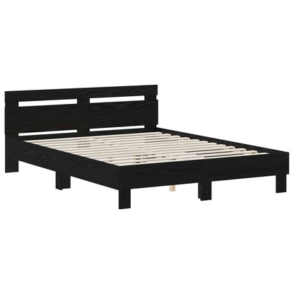 Bed Frame Black Oak 140 x 190 cm Engineered Wood
