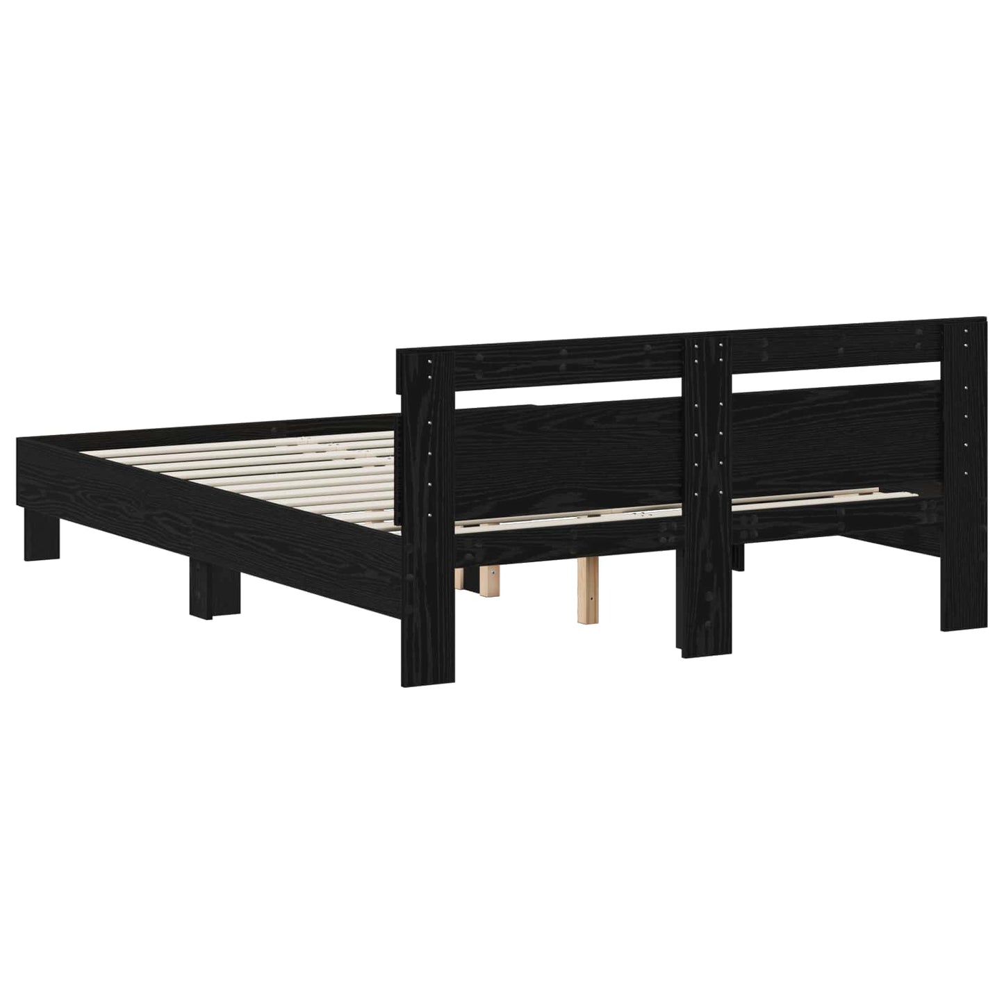 Bed Frame Black Oak 140 x 190 cm Engineered Wood
