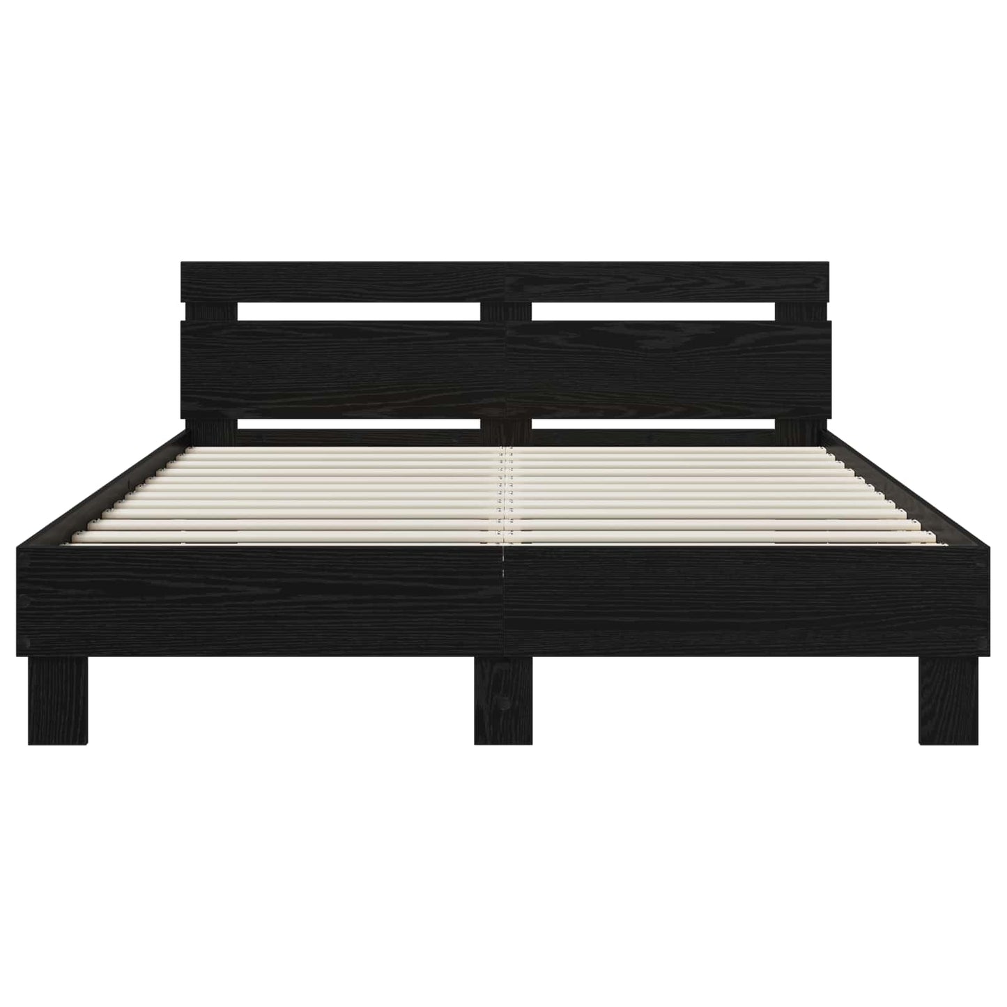 Bed Frame Black Oak 140 x 190 cm Engineered Wood