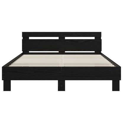 Bed Frame Black Oak 140 x 190 cm Engineered Wood