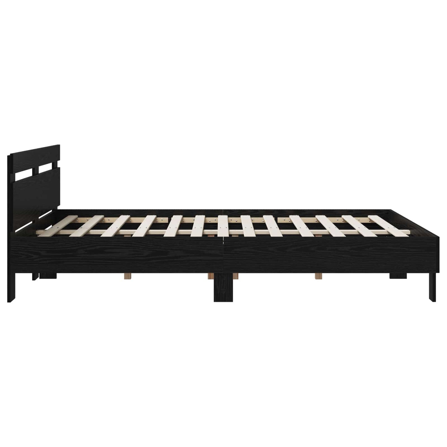 Bed Frame Black Oak 140 x 190 cm Engineered Wood