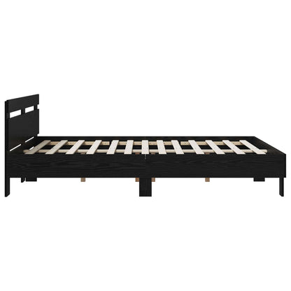 Bed Frame Black Oak 140 x 190 cm Engineered Wood