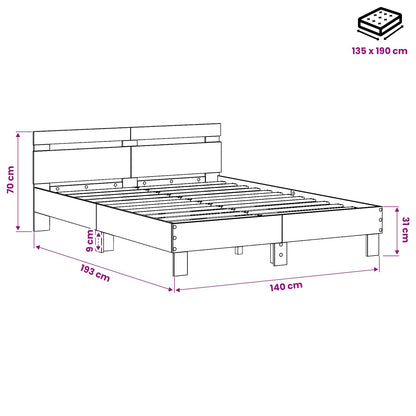 Bed Frame Old Wood 135 x 190 cm Engineered Wood