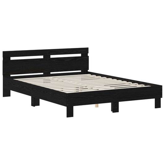 Bed Frame Black Oak 135 x 190 cm Engineered Wood