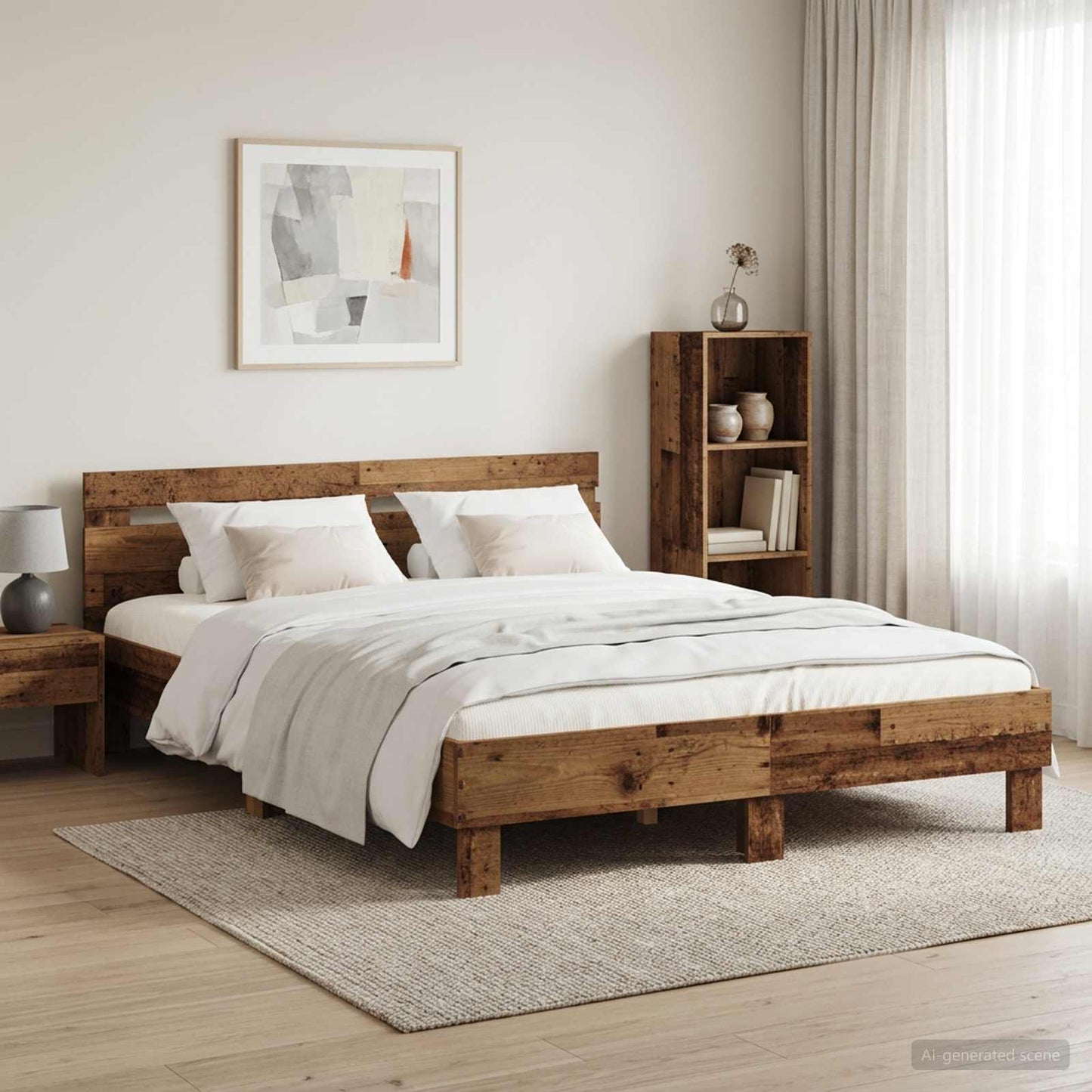 Bed Frame Old Wood 120 x 190 cm Engineered Wood