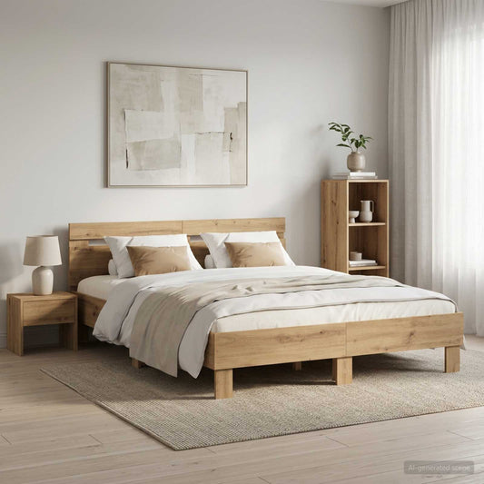 Bed Frame Artisan Oak 120 x 190 cm Engineered Wood