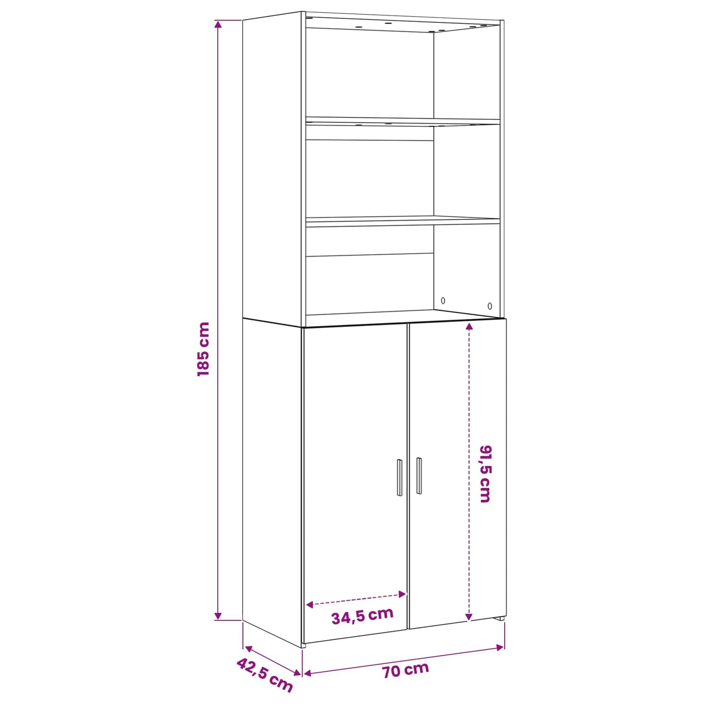 Highboard Artisan Oak 70 x 42.5 x 185 cm Engineered Wood