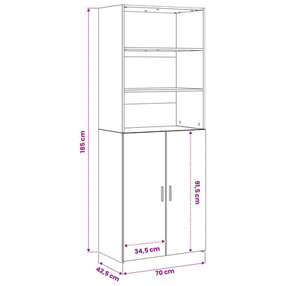 Highboard Black Oak 70 x 42.5 x 185 cm Engineered Wood