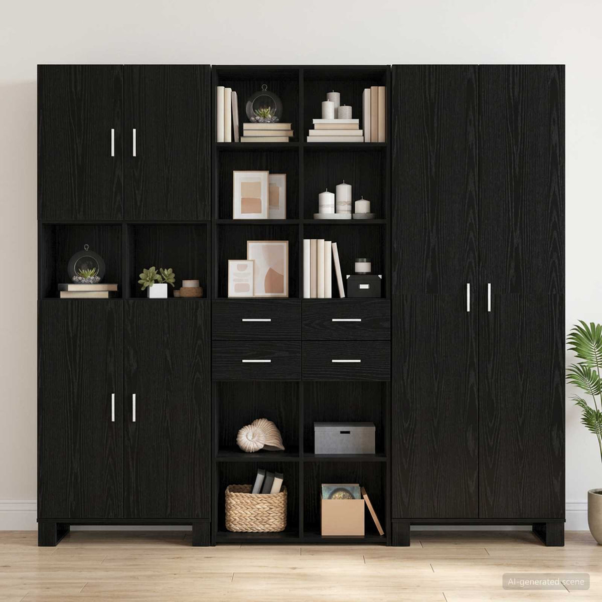 Bookcase Black oak 70 x 42.5 x 185 cm Engineered Wood