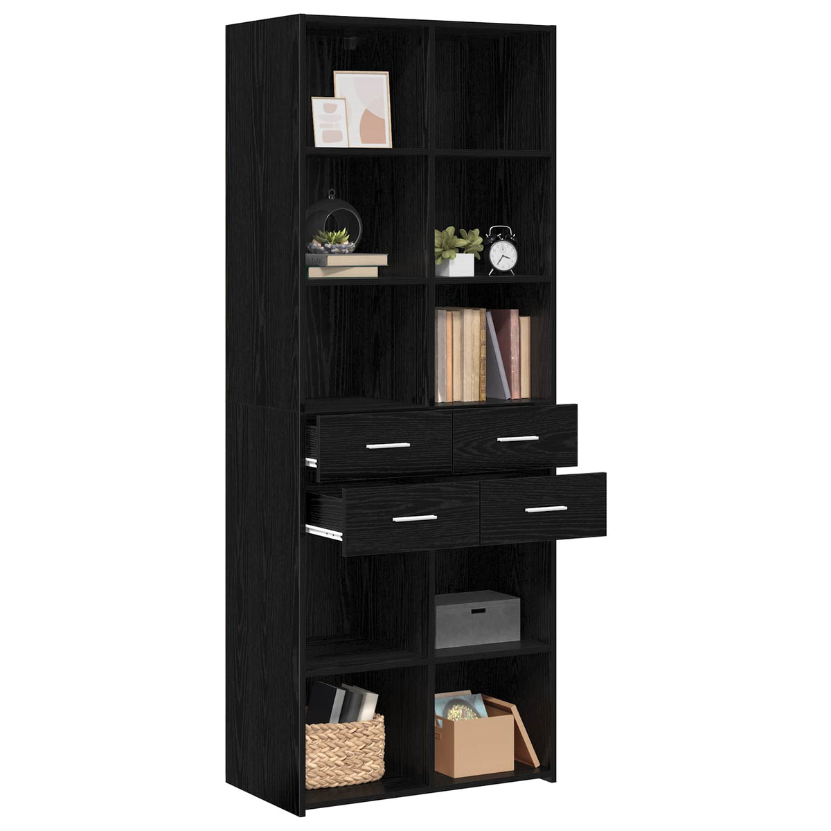 Bookcase Black oak 70 x 42.5 x 185 cm Engineered Wood