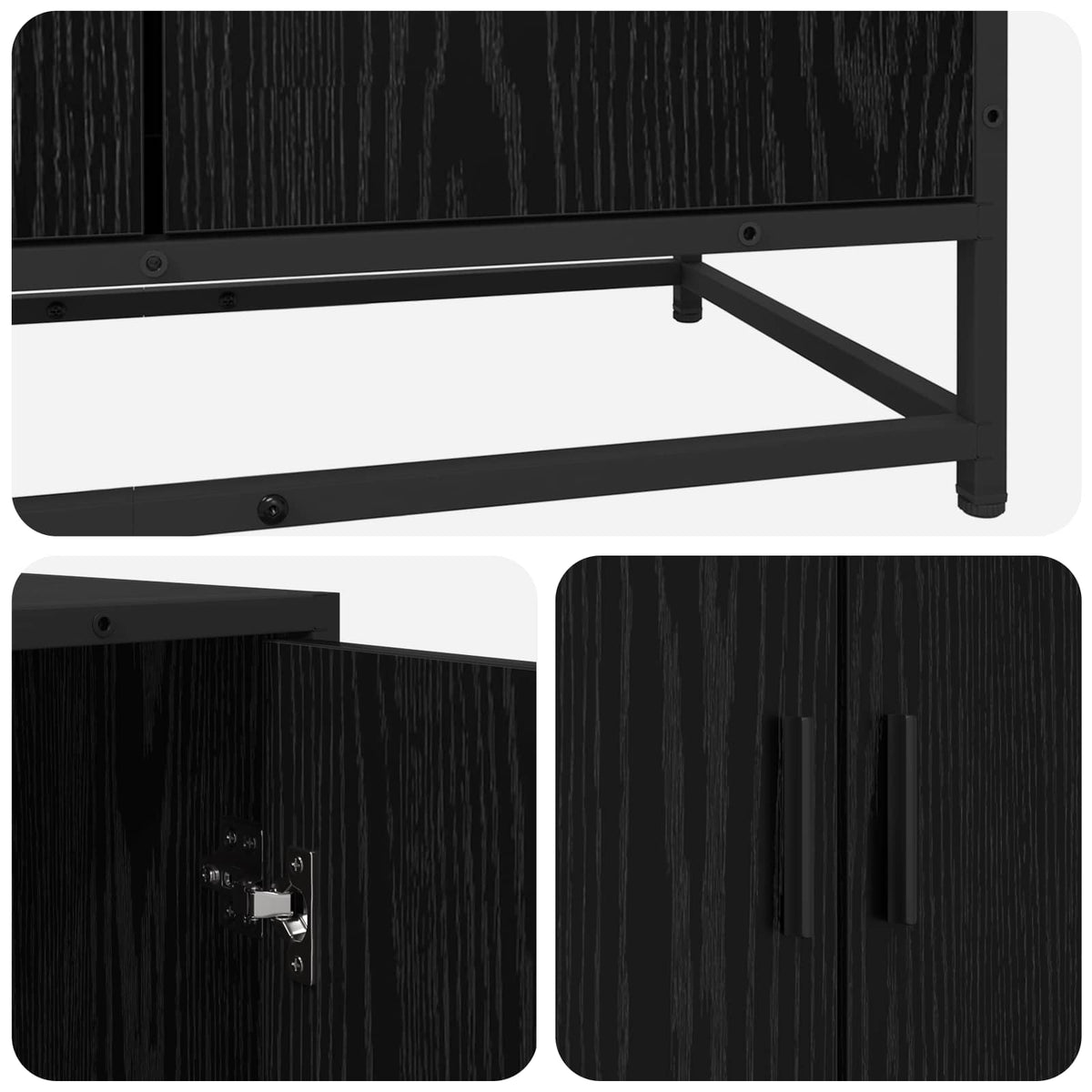 Sideboard Black Oak 134 x 35 x 76 cm Engineered Wood