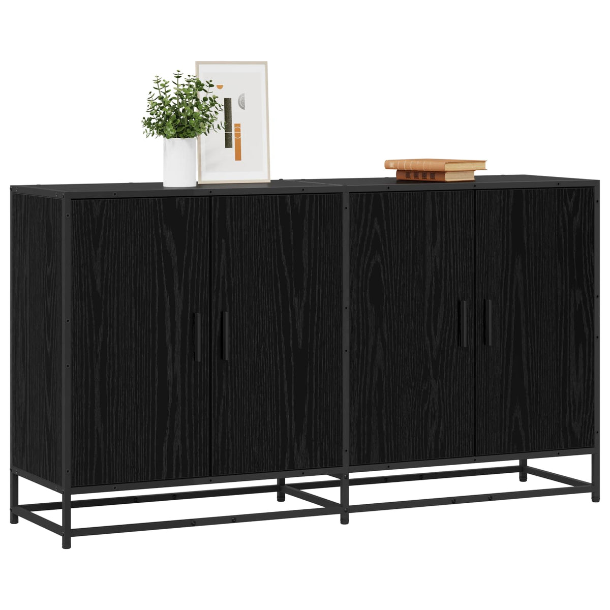 Sideboard Black Oak 134 x 35 x 76 cm Engineered Wood