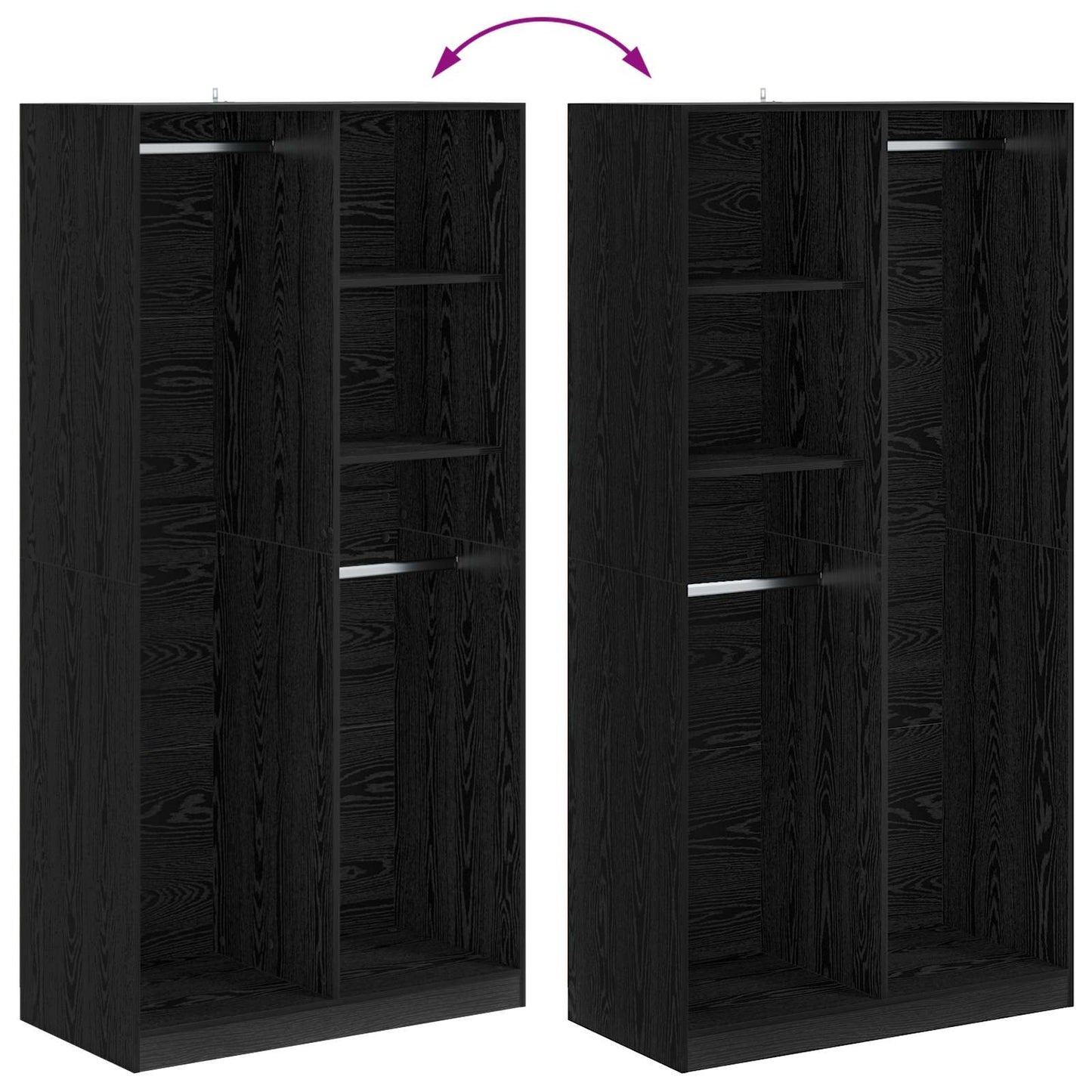 Wardrobe with Shelf Black oak 100 x 50 x 200 cm Engineered Wood