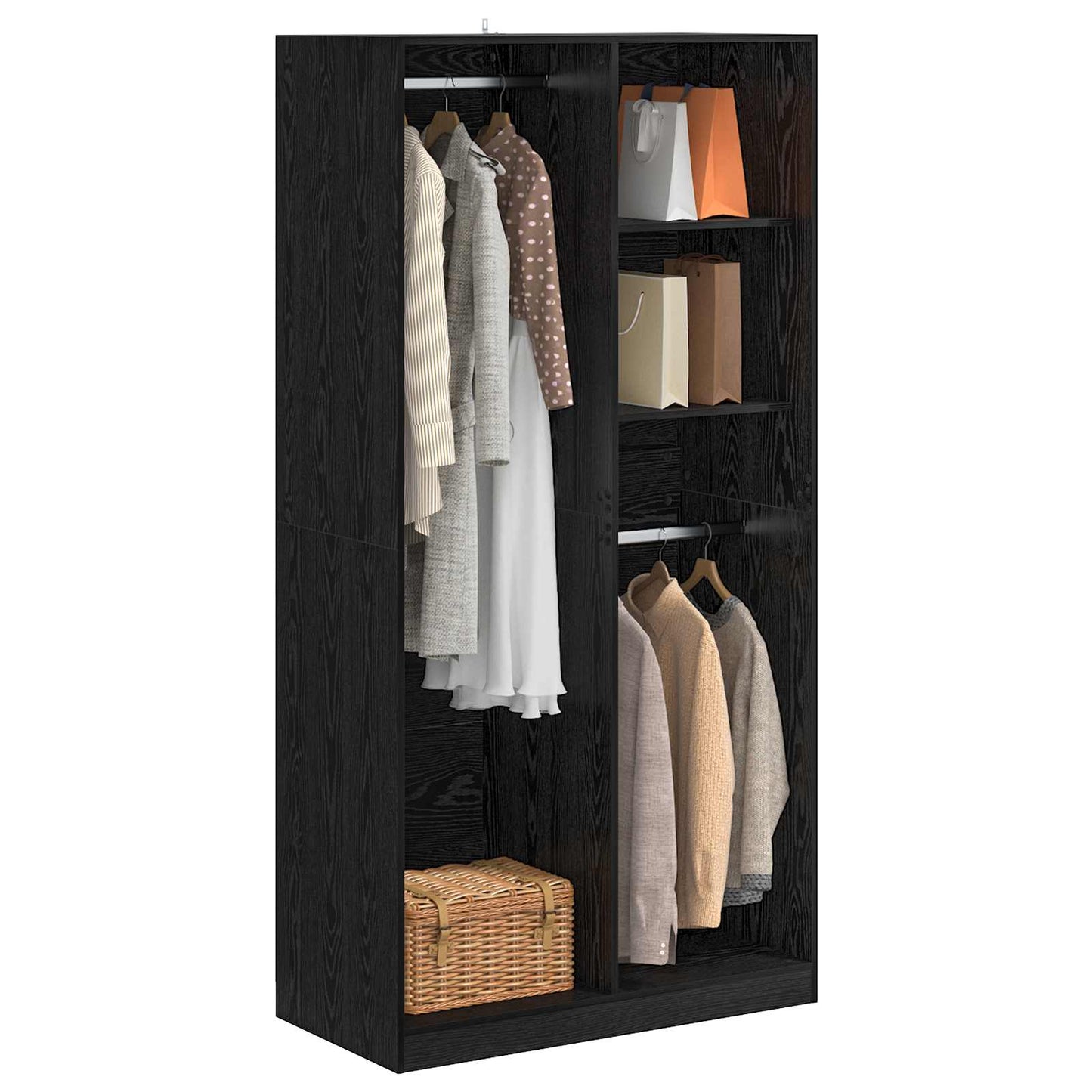 Wardrobe with Shelf Black oak 100 x 50 x 200 cm Engineered Wood