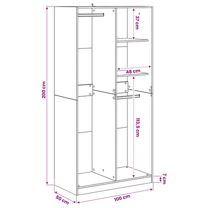 Wardrobe with Shelf Black oak 100 x 50 x 200 cm Engineered Wood