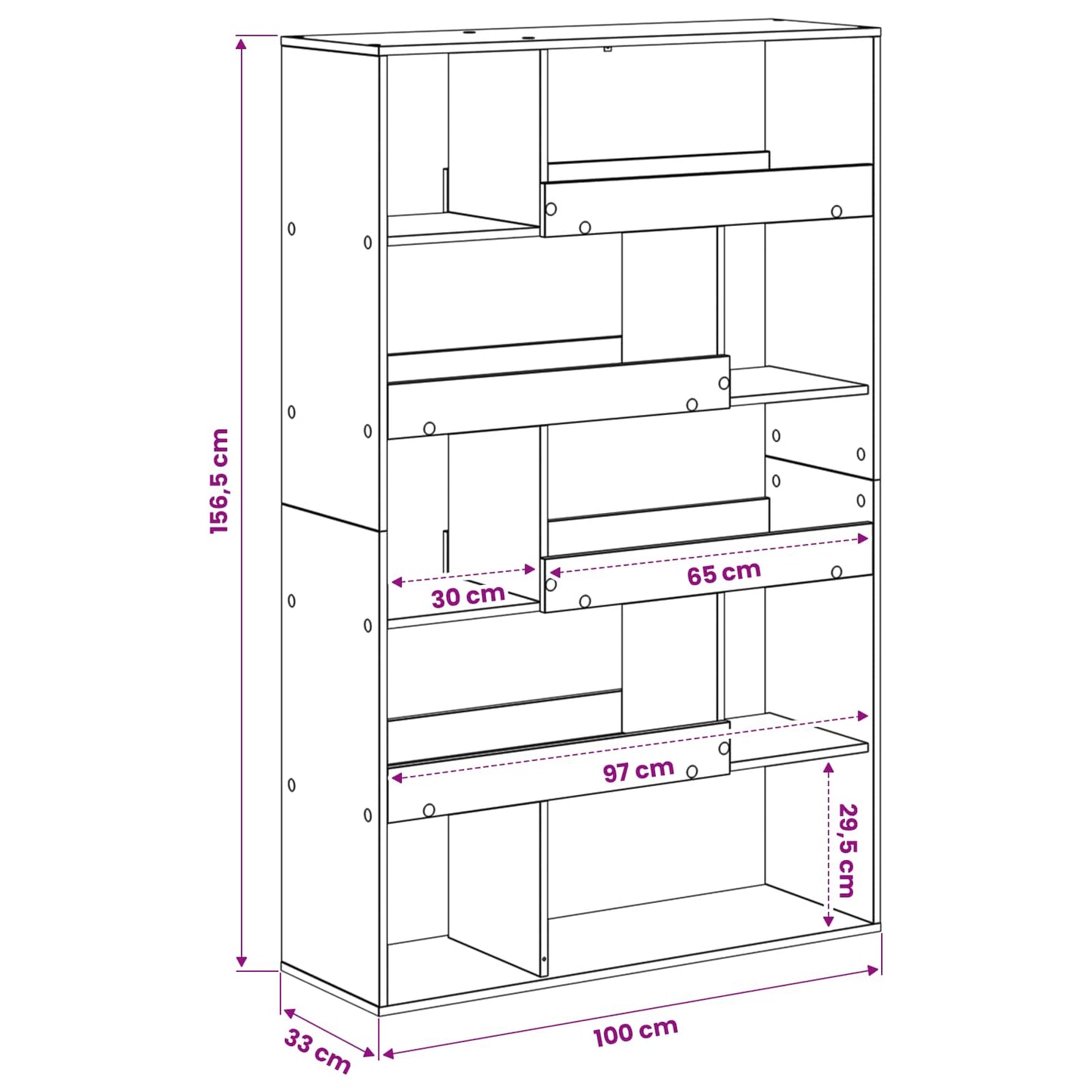Book Shelf Black oak 100 x 33 x 156.5 cm Engineered Wood