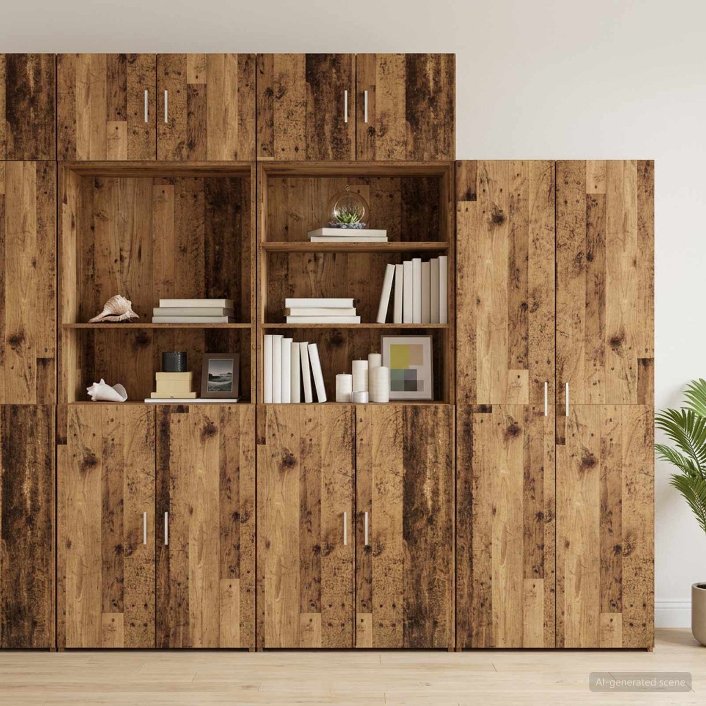 Storage Cabinet with Shelves Old Wood 70 x 42.5 x 225 cm