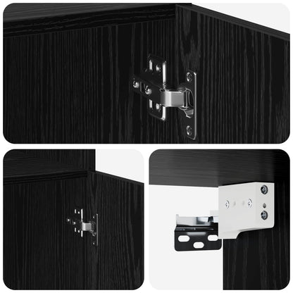 Storage Cabinet with Shelves Black Oak 70 x 42.5 x 225 cm