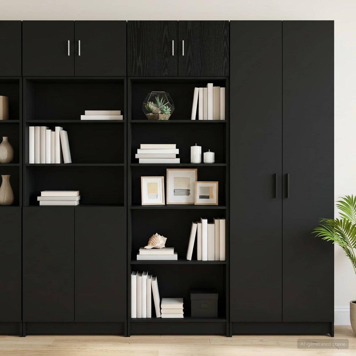 Storage Cabinet with Shelves Black Oak 70 x 42.5 x 225 cm