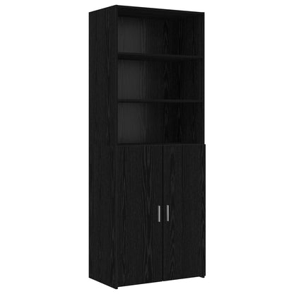 Storage Cabinet with Shelves Black Oak 70 x 42.5 x 225 cm