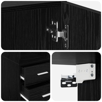 Storage Cabinet with Shelves Black Oak 70 x 42.5 x 225 cm