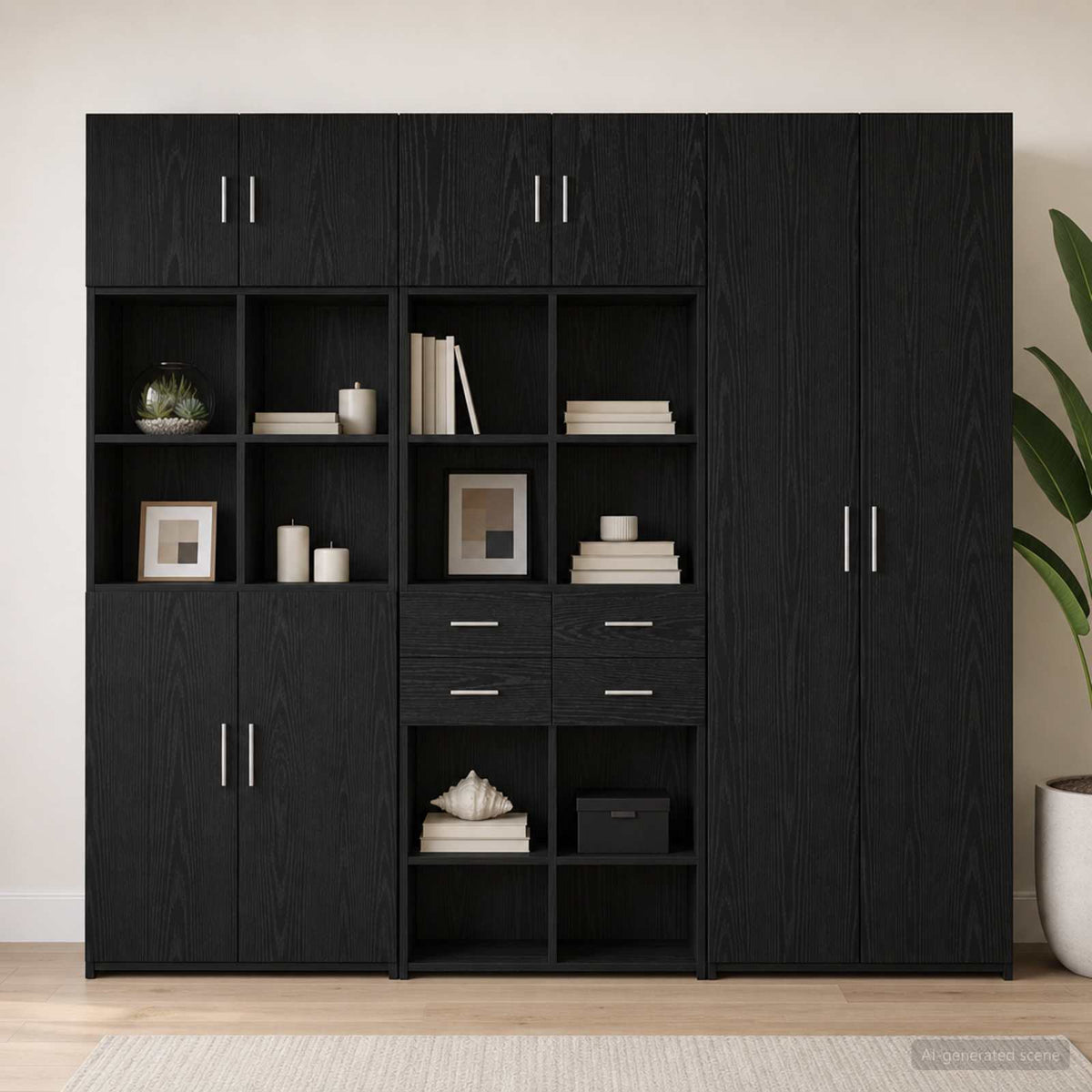 Storage Cabinet with Shelves Black Oak 70 x 42.5 x 225 cm