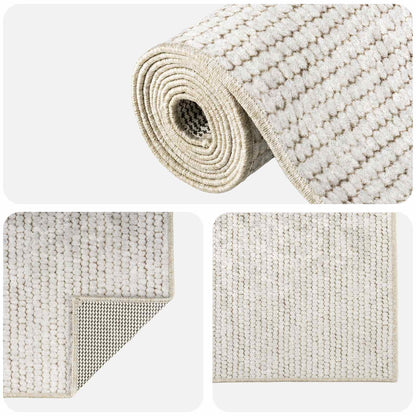 Rug Cream 100 x 400 cm 100% Polyester 3 mm Washable