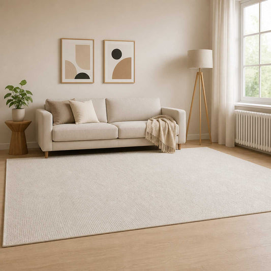 Rug Cream 160 x 230 cm 100% Polyester 3 mm Washable