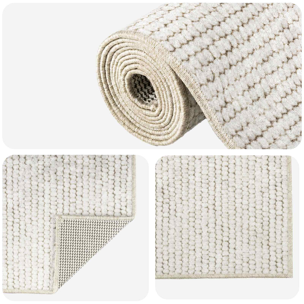 Rug Cream 300 x 400 cm 100% Polyester 3 mm Washable