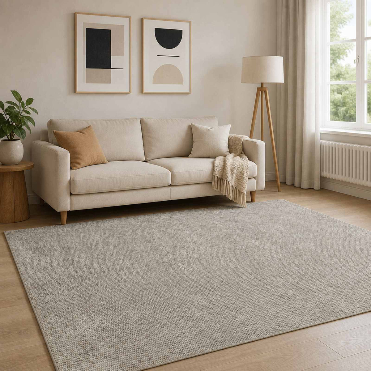 Rug Beige 190 x 300 cm 100% Polyester 3 mm Washable