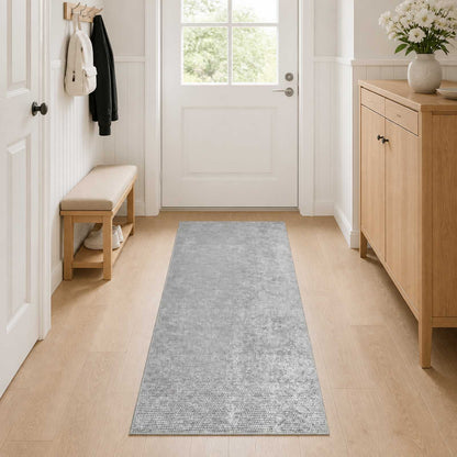 Rug Grey 100 x 300 cm 100% Polyester 3 mm Washable