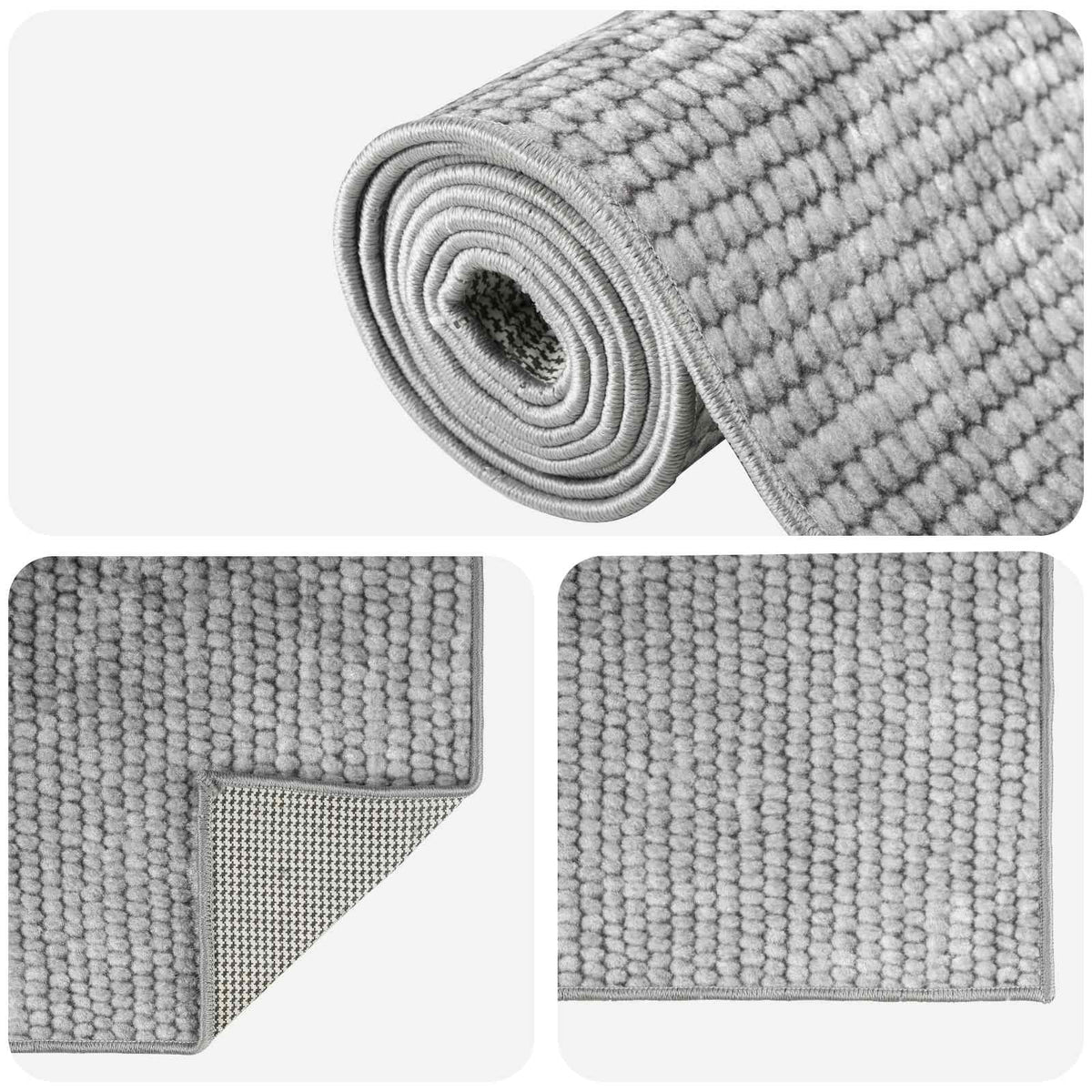 Rug Grey 80 x 400 cm 100% Polyester 3 mm Washable