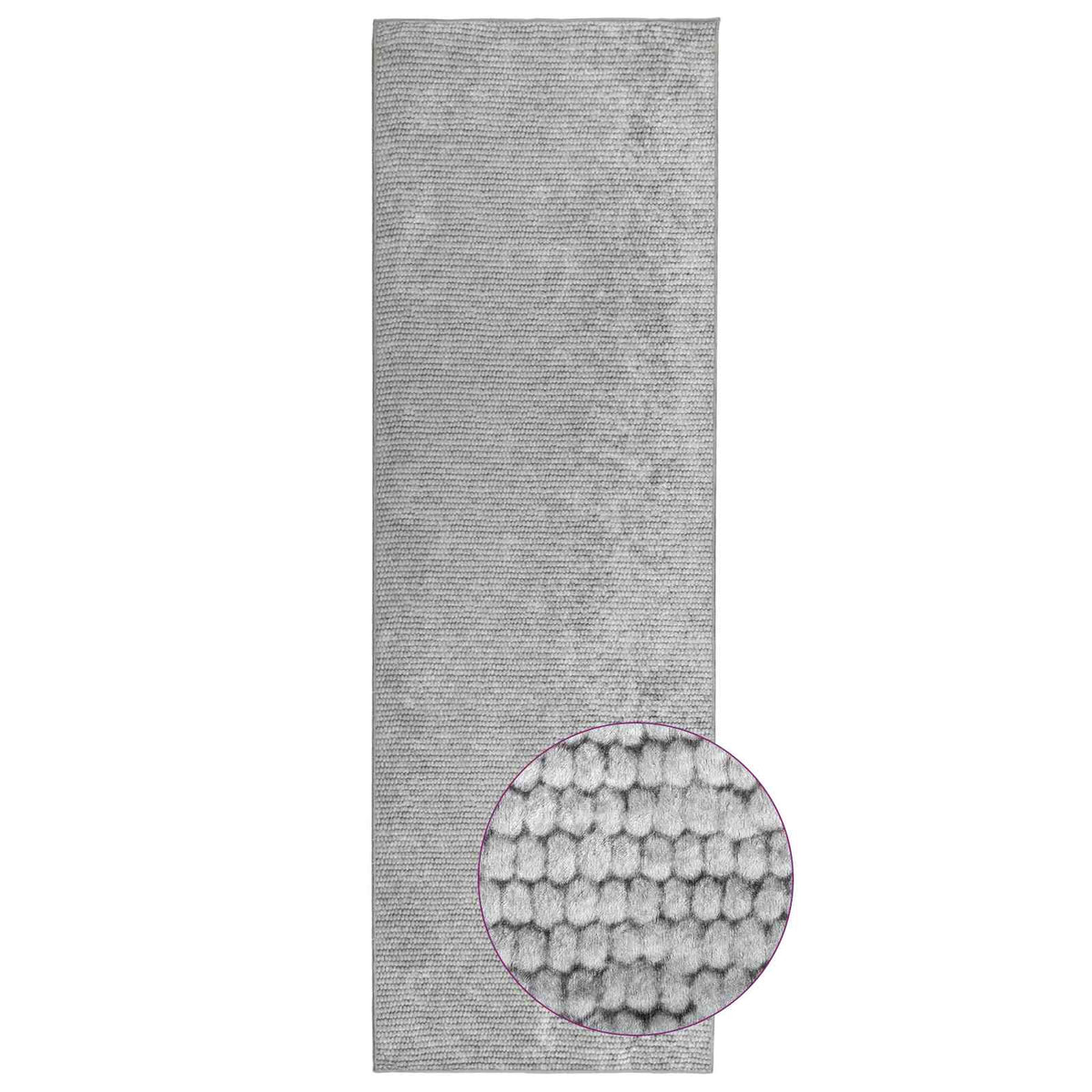 Rug Grey 80 x 400 cm 100% Polyester 3 mm Washable