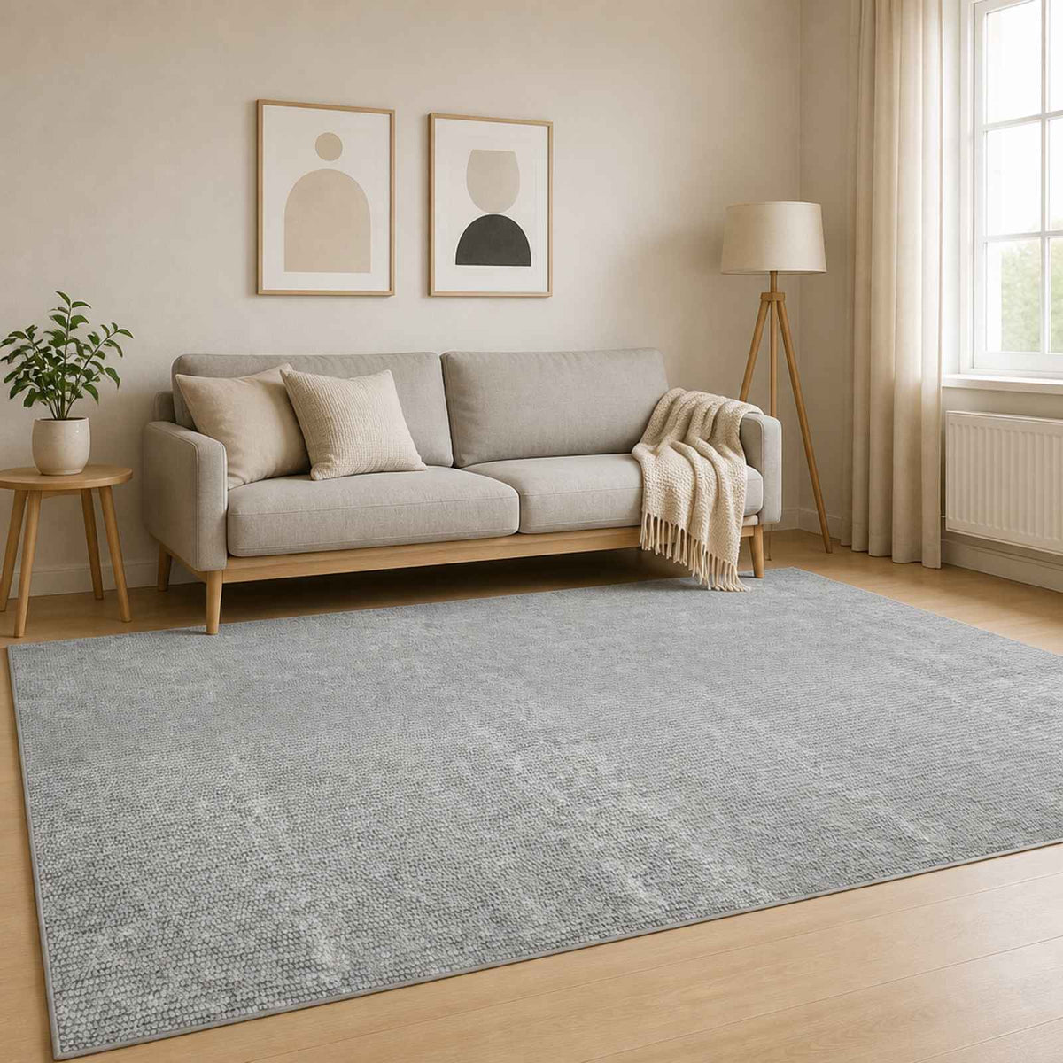 Rug Grey 160 x 230 cm 100% Polyester 3 mm Washable