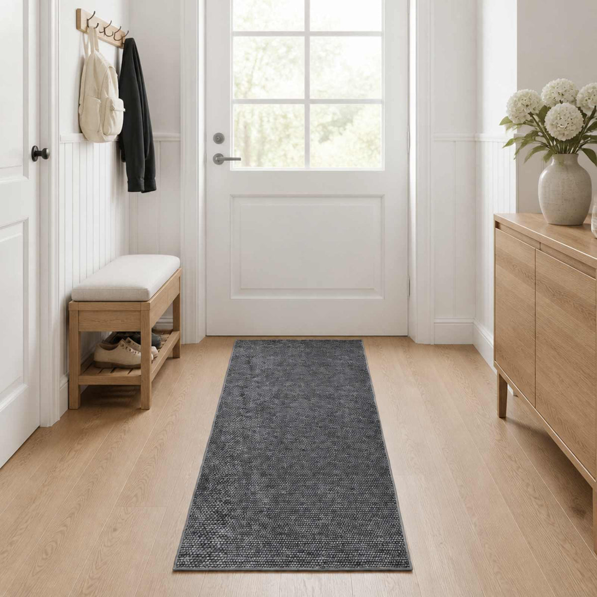 Rug Anthracite 100 x 250 cm 100% Polyester 3 mm Washable
