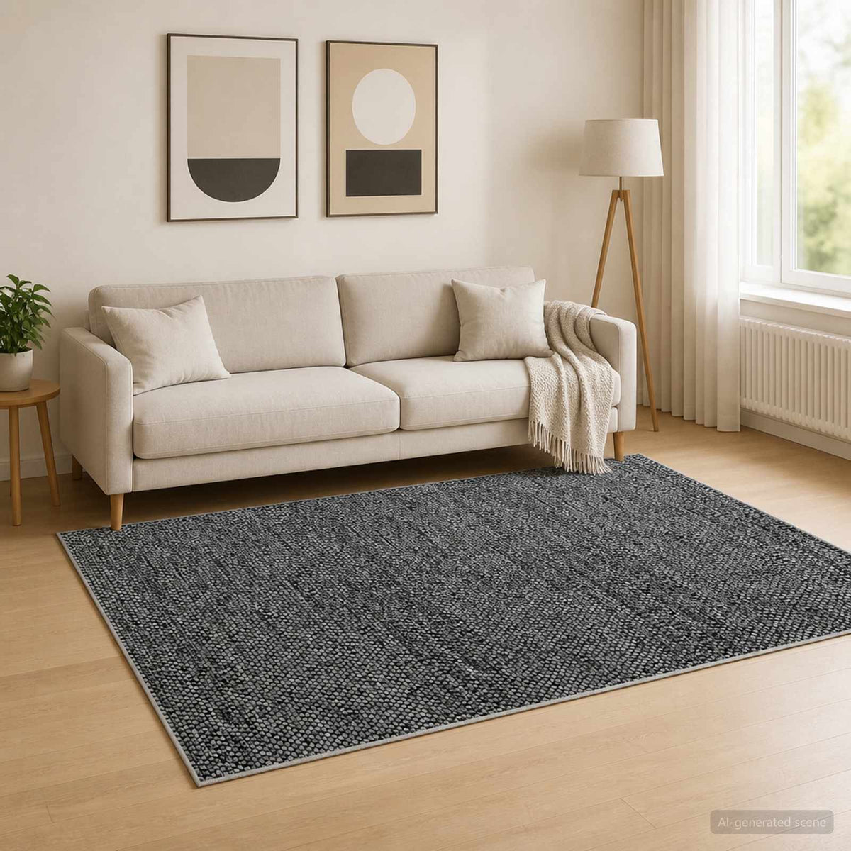 Rug Anthracite 160 x 230 cm 100% Polyester 3 mm Washable