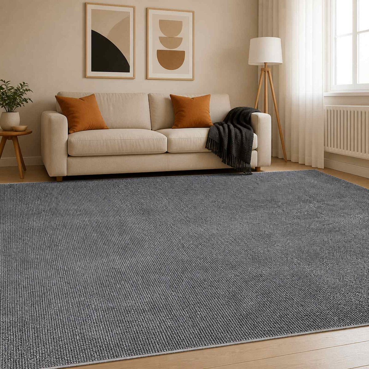 Rug Anthracite 300 x 400 cm 100% Polyester 3 mm Washable