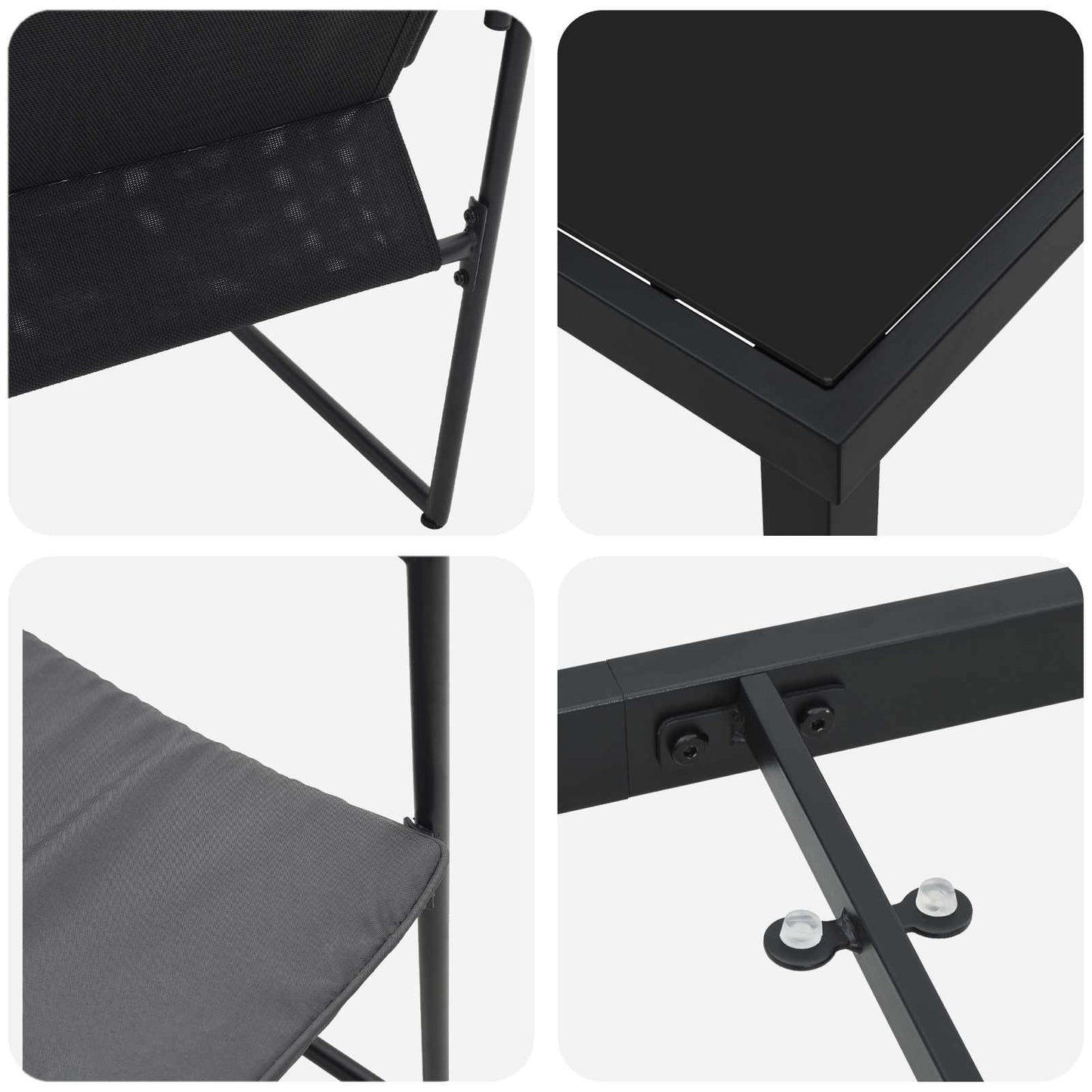 Garden Dining Set 9 pcs Black and Anthracite 200 x 80 x 73 cm